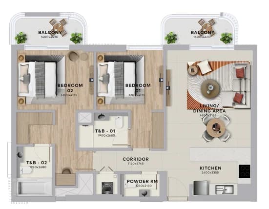 2 Bedroom