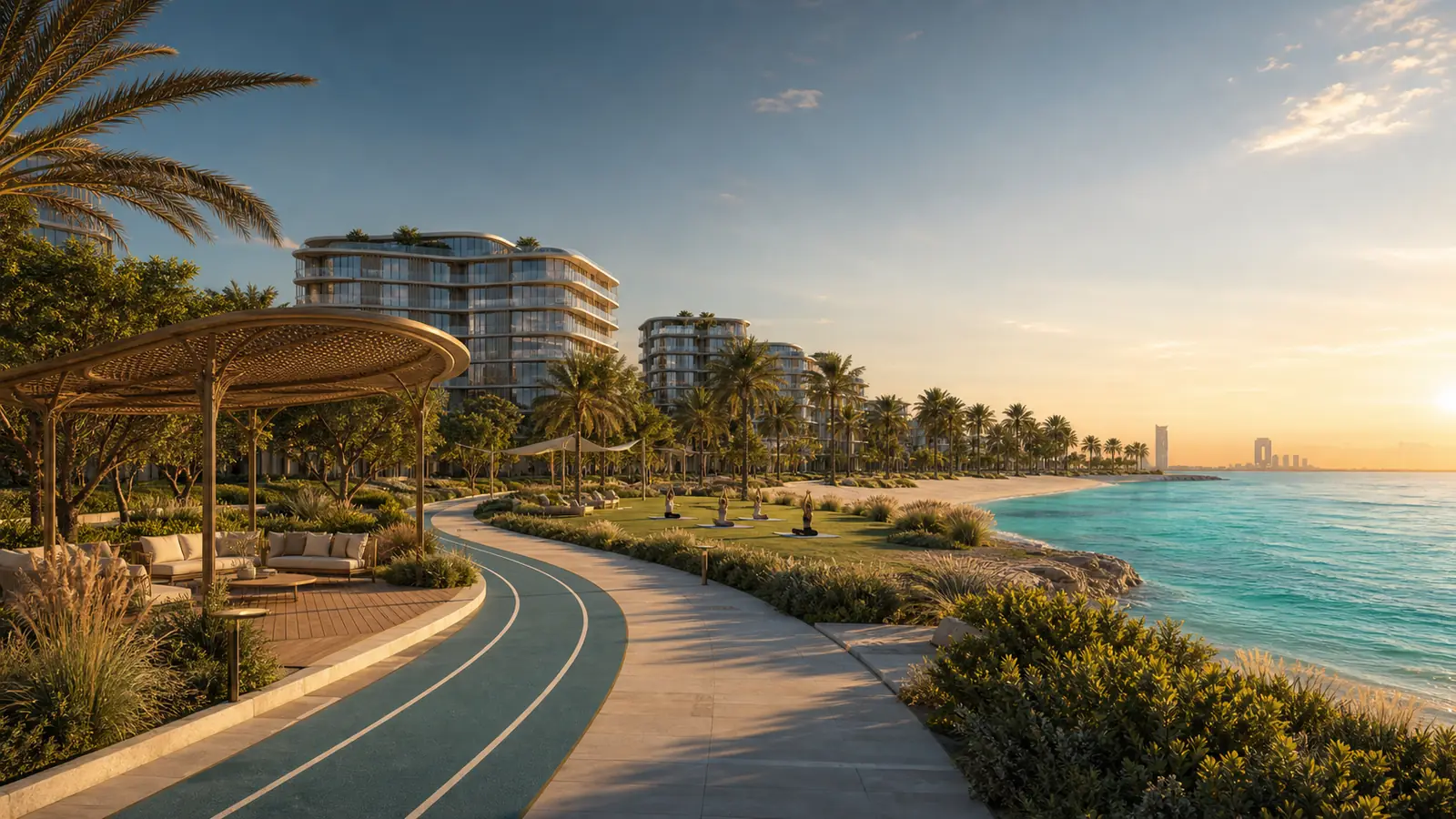 Island-wide wellness amenities, beaches and green space on Al Fahid Island