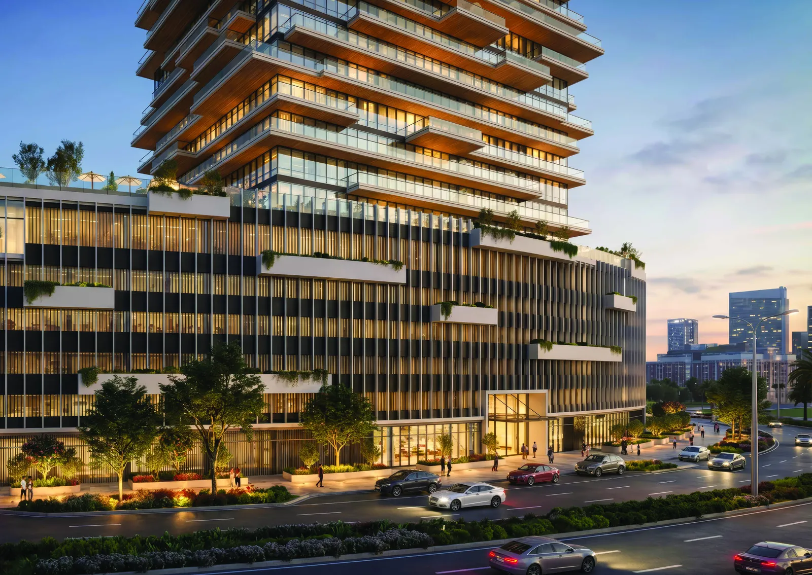 Street level and retail podium