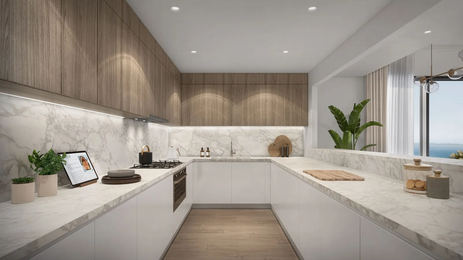 Kitchen in stone and light
