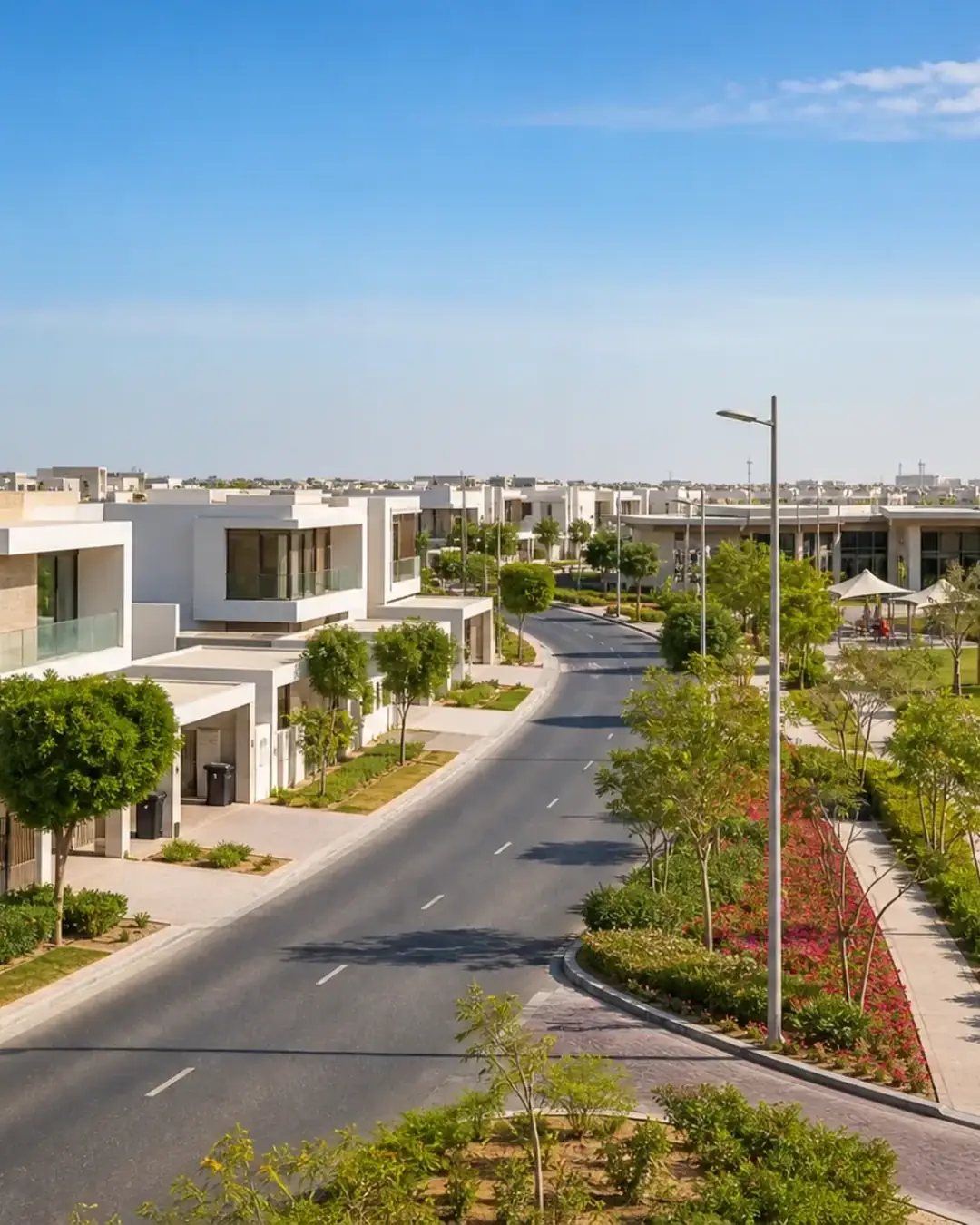 A modern residential street on the Abu Dhabi mainland