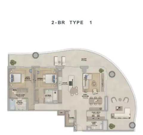 Floor plan of 2 Bedrooms