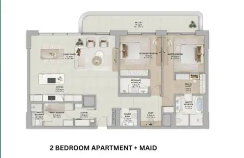 Floor plan of 2 Bedrooms