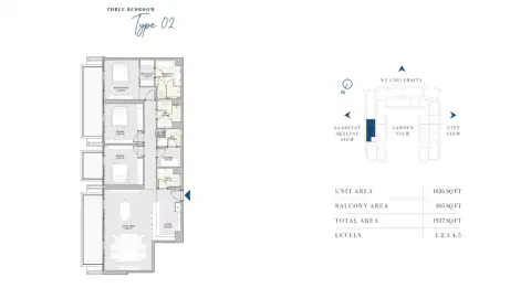Floor plan of 3 Bedrooms