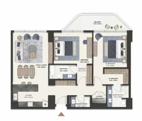 Floor plan of 2 Bedrooms