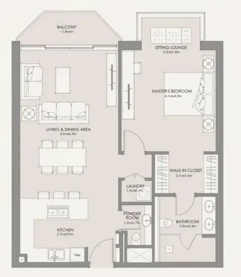Floor plan of 2 Bedrooms