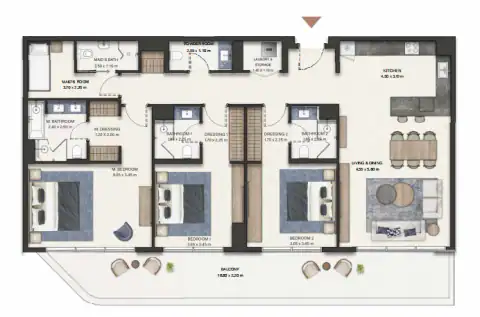 Floor plan of 3 Bedrooms