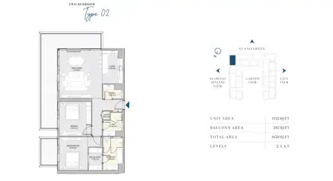 Floor plan of 2 Bedrooms