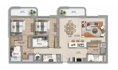 Floor plan of 2 Bedrooms
