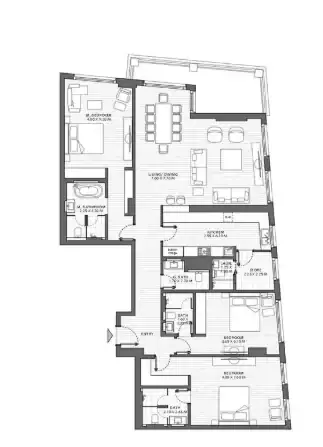 Floor plan of 3 Bedrooms