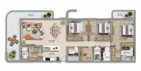 Floor plan of 3 Bedrooms