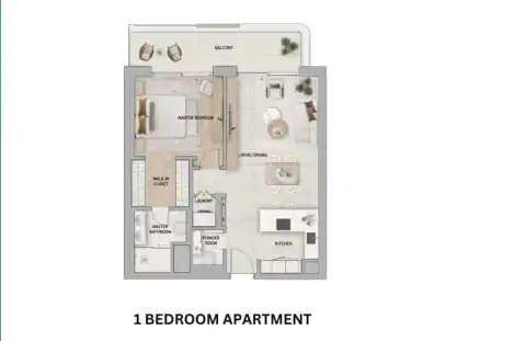 Floor plan of 1 Bedroom