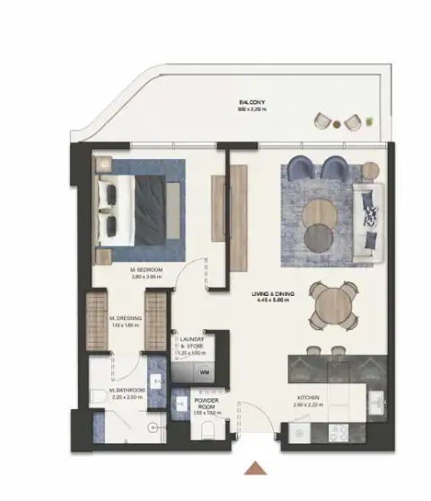 Floor plan of 1 Bedroom