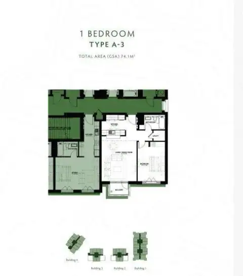 Floor plan of 1 Bedroom