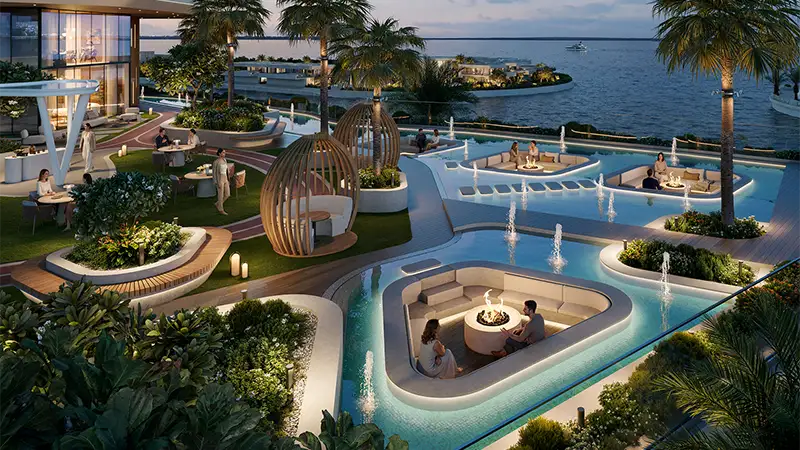 Sunken lounge with firepit